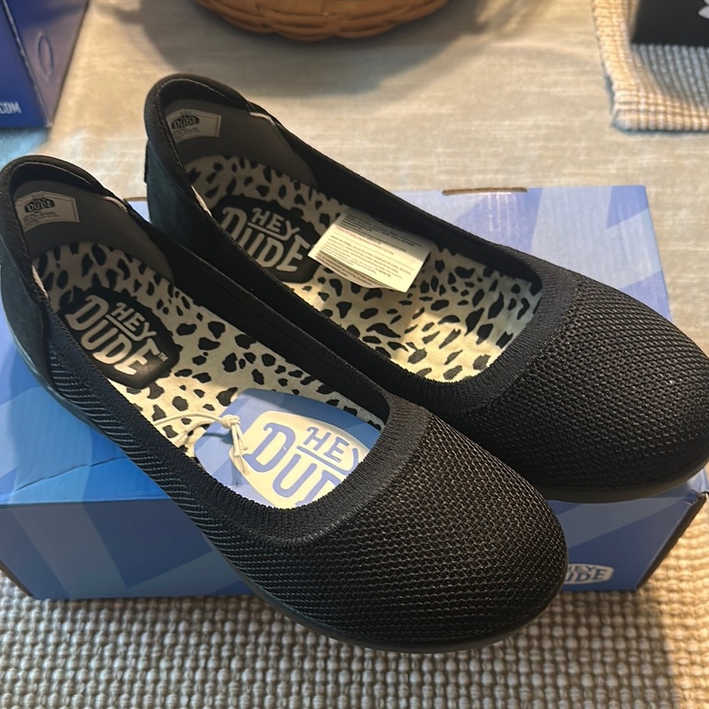 Hey Dude Black Flats Comfortable Slip-On Loafers